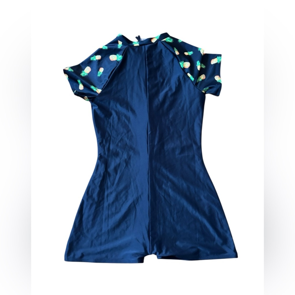 Old Navy Rash-guard‎ Swimsuit- Black with Pineapple Trim - Girls 14-16